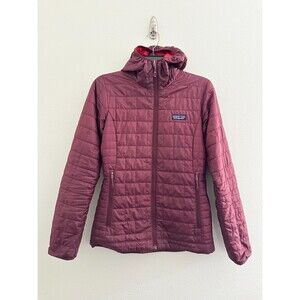 Patagonia Nano Puff Quilted Hoodie Puffer Jacket Dark Ruby Outdoors Women's XS